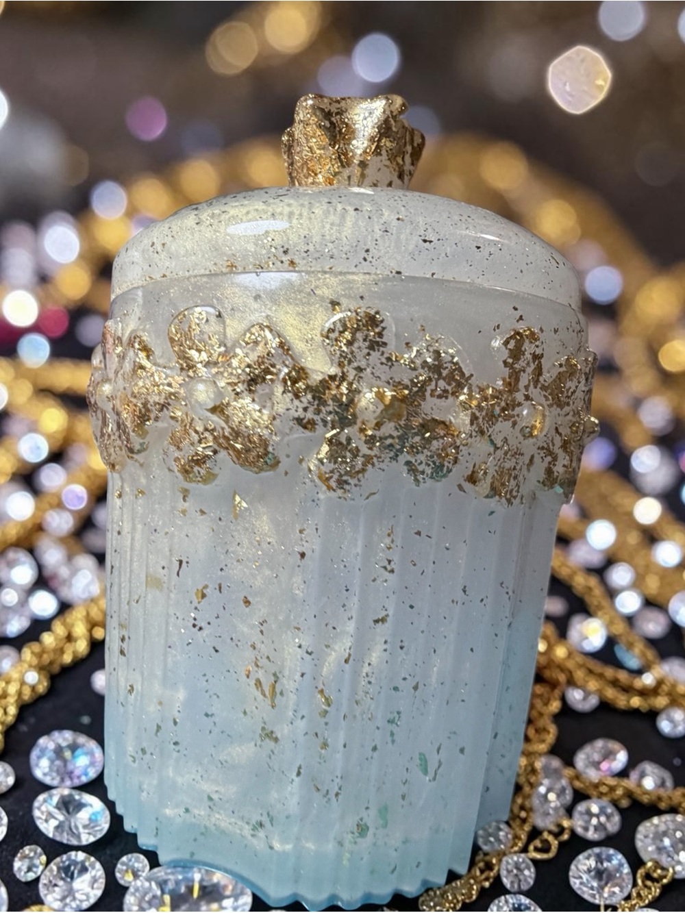 Luxury White & Gold Decorative Jar trinket box-DIY